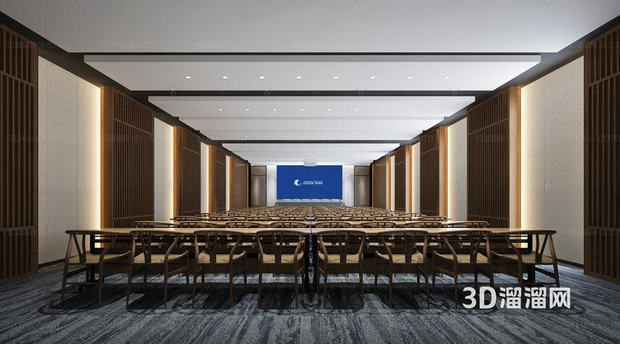 新中式会议厅报告厅3d模型